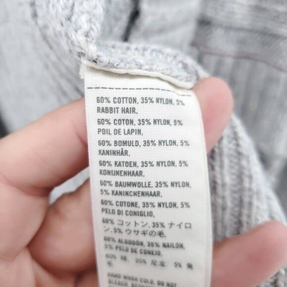 Hollister Women Gray Angora Blend OpenFront Draped Cableknit Mock Neck Cardi| S - Picture 4 of 10